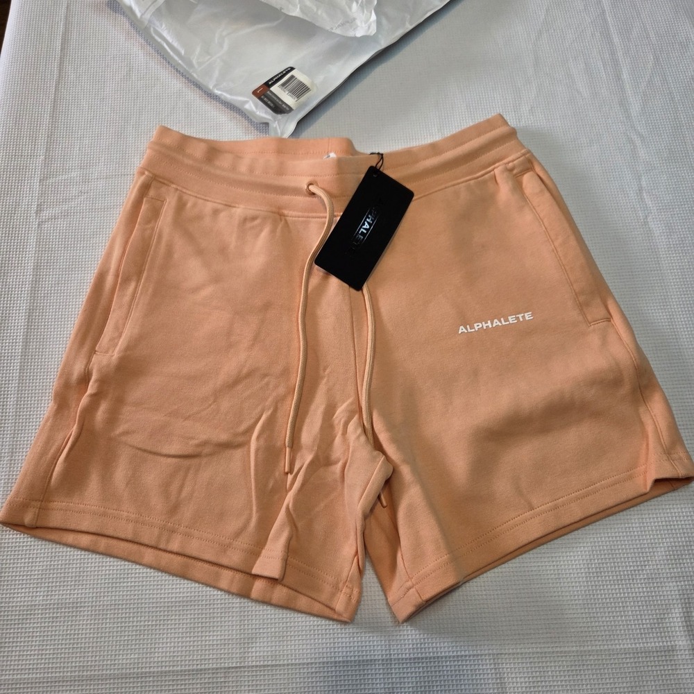 Alphalete Women's Essential Core Shorts Large New Orange Frost Gym Workout
